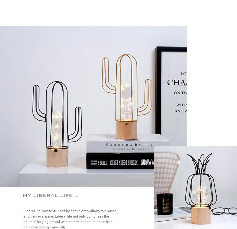 Pineapple and Cactus Decorative Night Lights