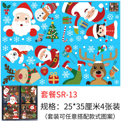 Christmas Static Window Stickers - Snowflakes & Santa Decor