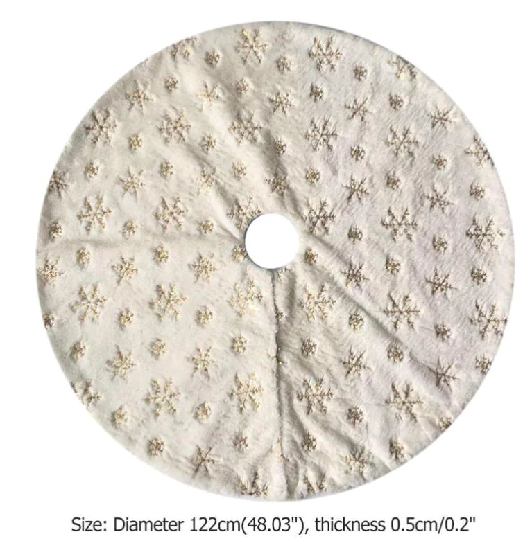Faux Rabbit Fur Embroidered Snowflake Tree Skirt