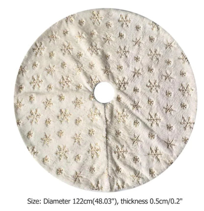 Faux Rabbit Fur Embroidered Snowflake Tree Skirt