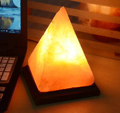 Himalayan Crystal Salt Lamp Pyramid Night Light Decor