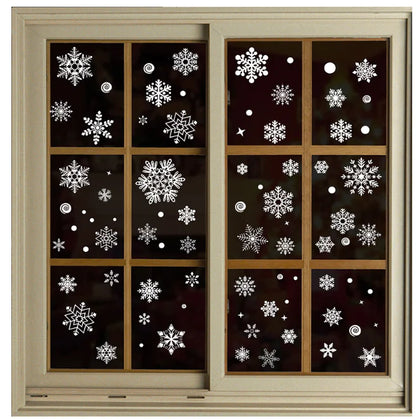 Christmas Static Window Stickers - Snowflakes & Santa Decor