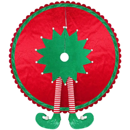 Cute Red Elf Leg Tree Skirt for Christmas Decor