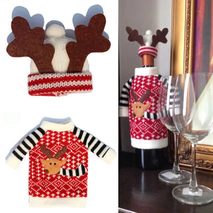Christmas Reindeer Wine and Champagne Bottle Covers